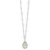 Sterling Silver Green Quartz & Moonstone Necklace with Rhodium Finish